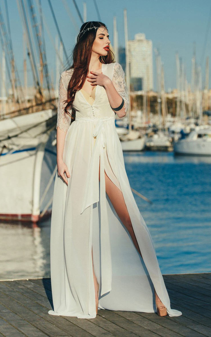F4753 Fashion Casual Sexy Lace Chiffon Buckle Beach Skirt Holiday Maxi Dress